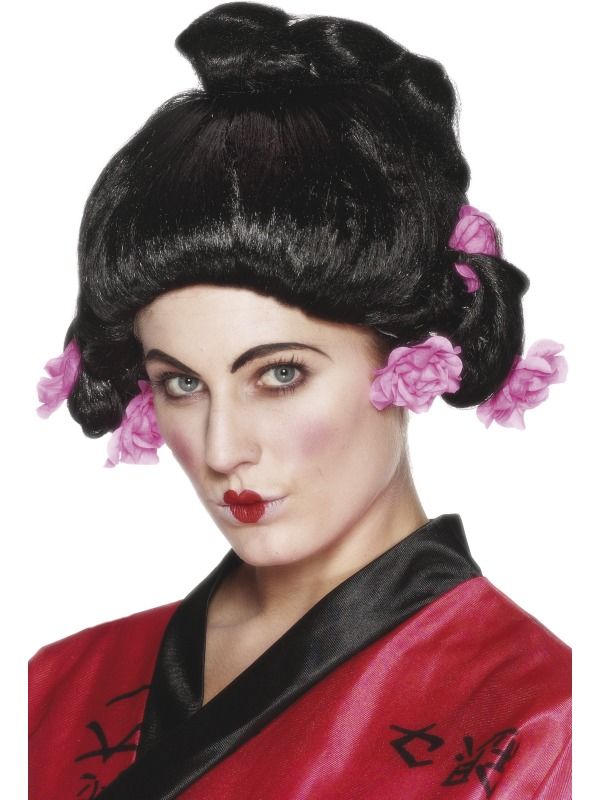 Dámská paruka gejša s květinami (geisha girl)