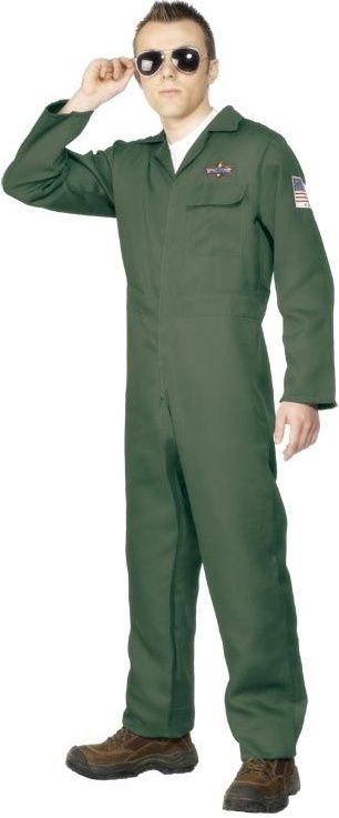 Pánský kostým pilot (zelený) - Velikost L 52-54