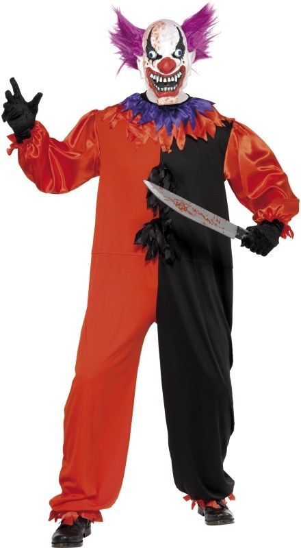 Pánský kostým Klaun halloween (červeno-černý) - Velikost L 52-54