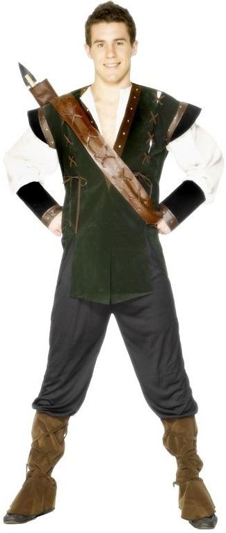 Pánský kostým Robin Hood (tmavě zelený) - Velikost L 52-54