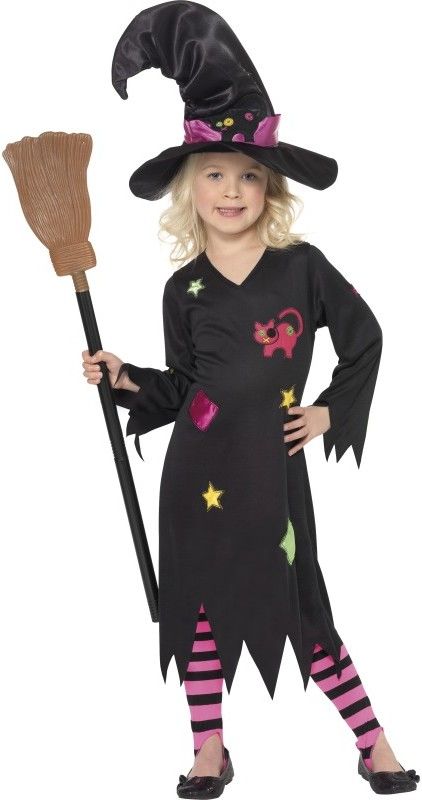 Dívčí kostým malá čarodějnice v černém - Pro věk (roků) 7-9