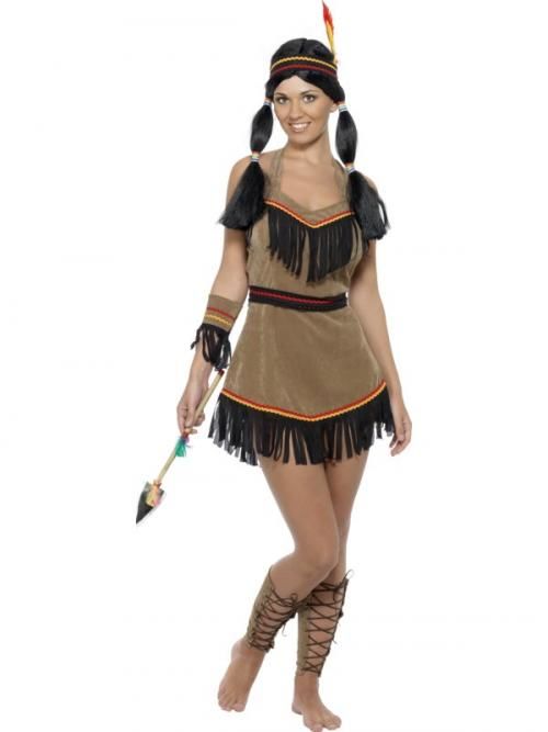 Dámský kostým indiánská princezna (hnědý) - Velikost S 36-38