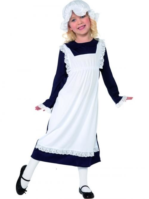 Dívčí kostým Viktoriánská chudá dívka (černo-bílý) - Pro věk (roků) 7-9