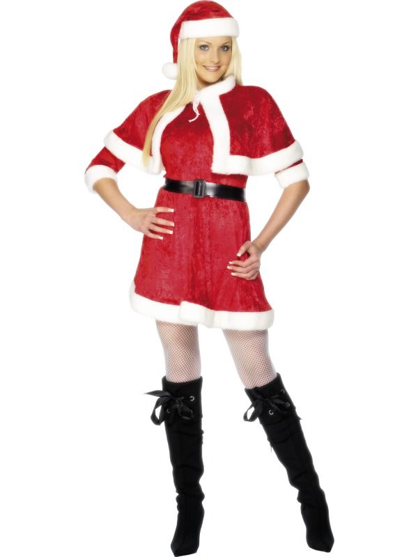 Dámský kostým Miss Santa s krátkým pláštěm - Velikost M 40-42