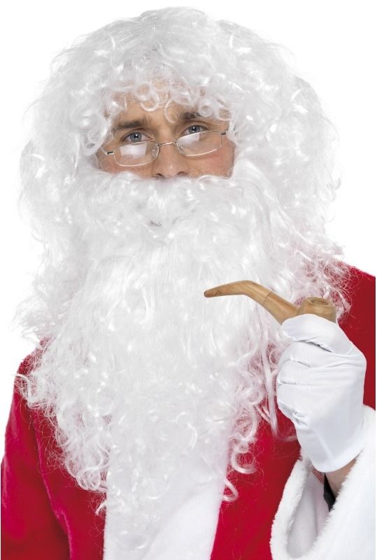 Pánská sada Santa deluxe (paruka, vousy, brýle, fajfka)