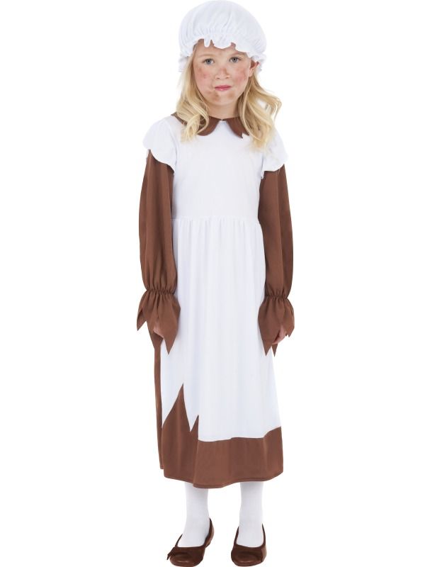 Dívčí kostým Viktoriánská chudá dívka (hnědo-bílý) - Pro věk (roků) 10-12
