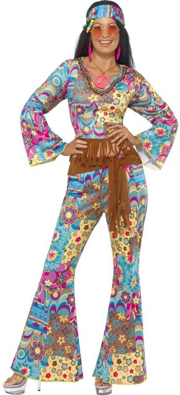 Dámský kostým hippies květinový - Velikost M 40-42