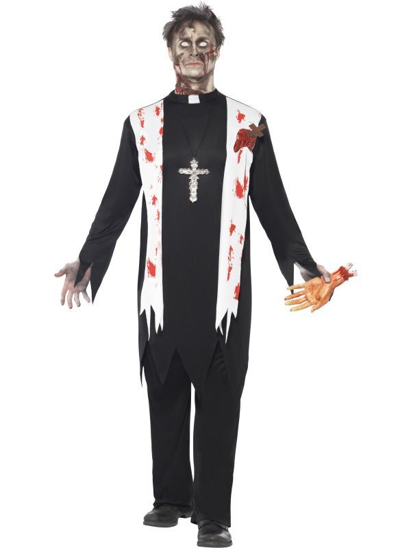 Pánský kostým k Halloweenu Zombie farář - Velikost L 52-54