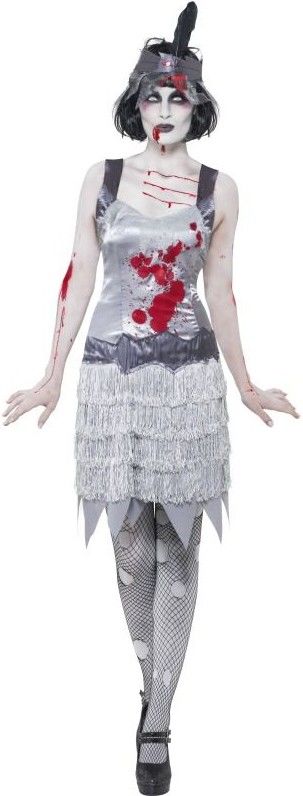 Dámský halloweenský kostým Zombie flapper - Velikost L 44-46