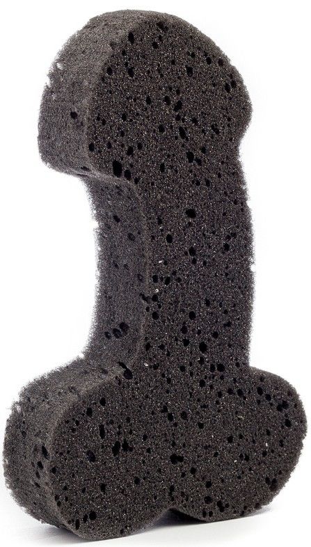 Mycí houba ve tvaru penisu 19cm - Černá