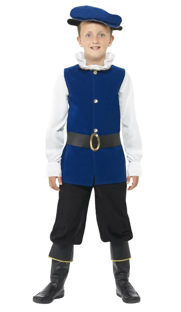Chlapecký kostým Tudorský chlapec modrý - Pro věk 4-6