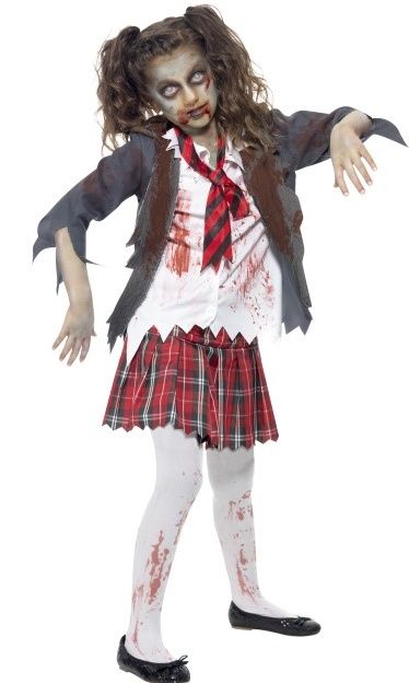 Dívčí halloweenský kostým zombie školačka - Pro věk 10-12 let
