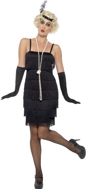 Dámský kostým Flapper - krátké šaty černé - Velikost S