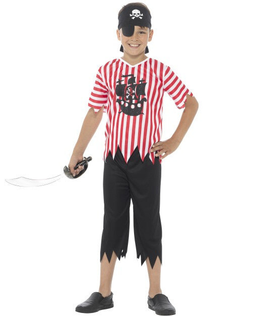 Pirát Chlapecký kostým pruhovaný - Pro věk 7-9