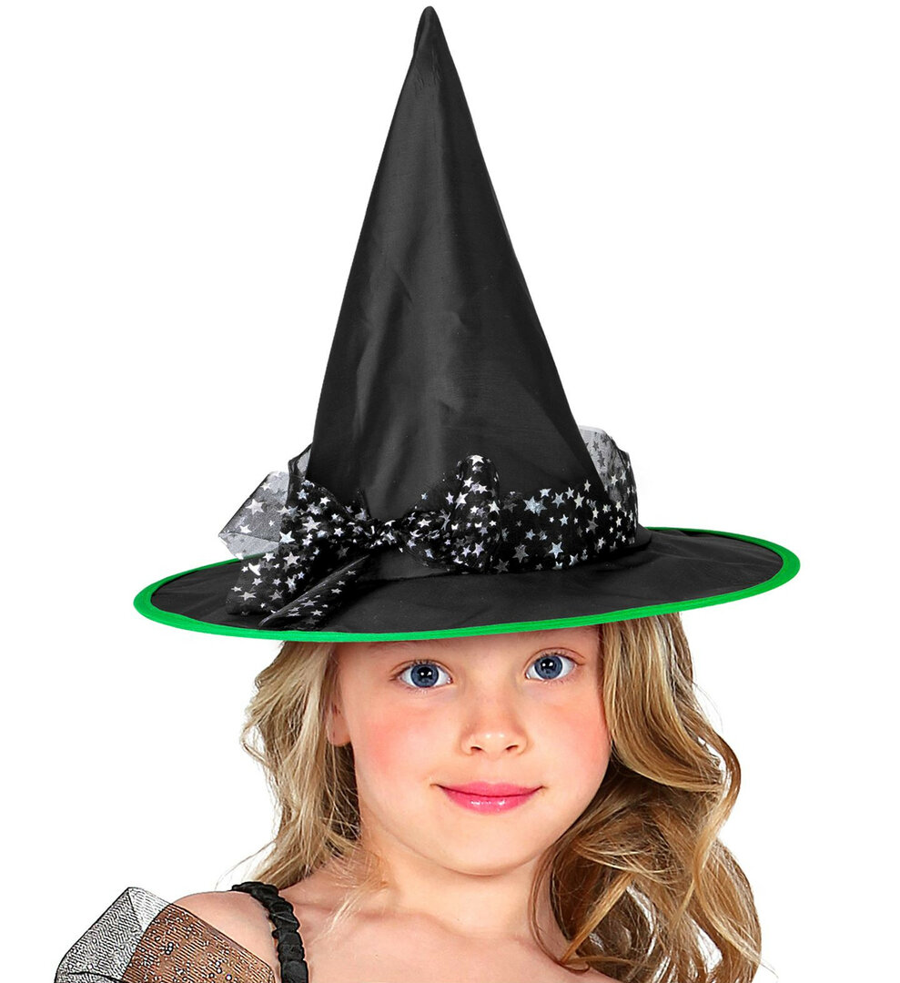 Čarodějnický dívčí klobouk se stužkou - žlutý