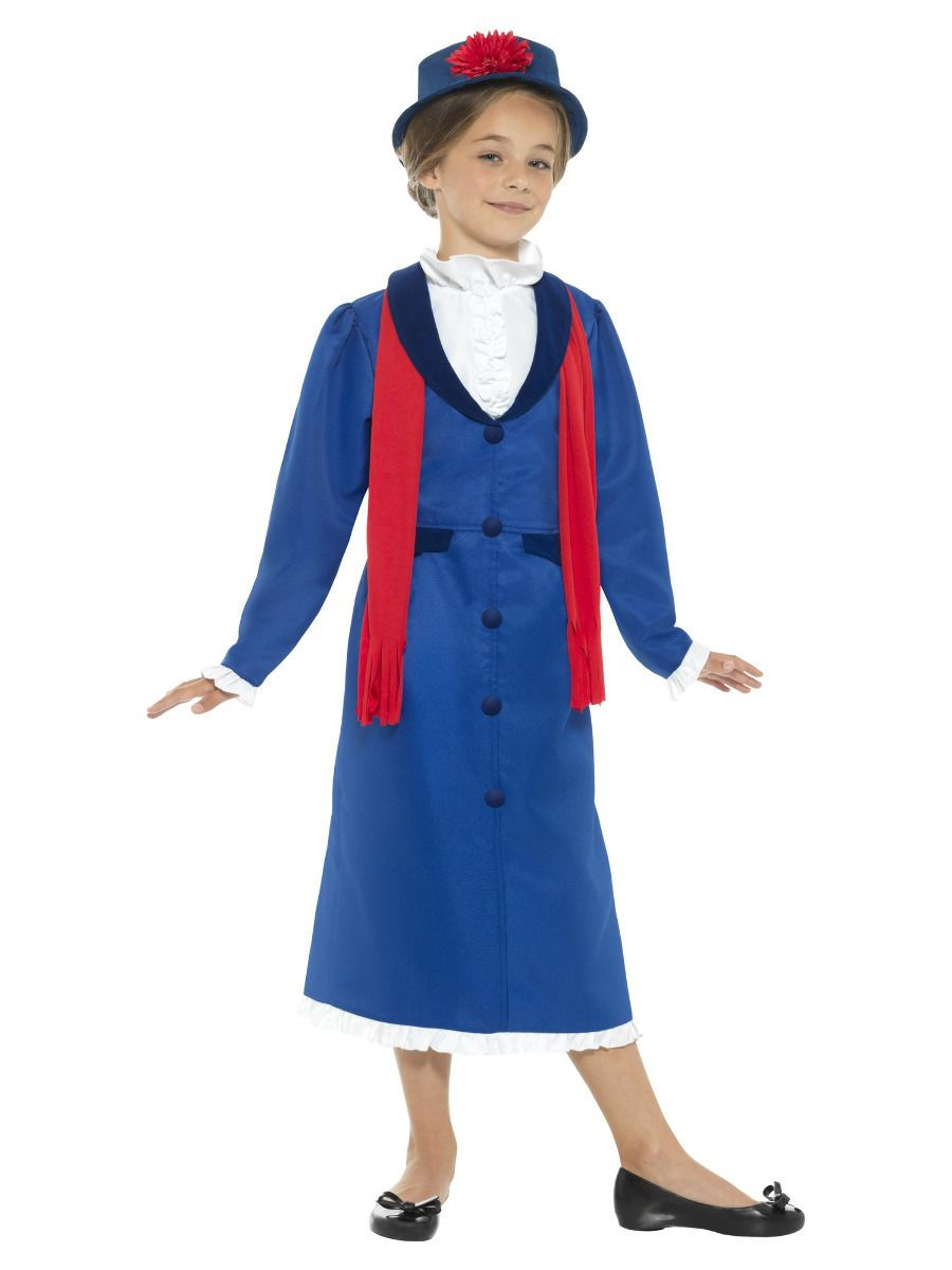 Dětský kostým viktoriánské dívky, modrý - Pro věk 4 - 6