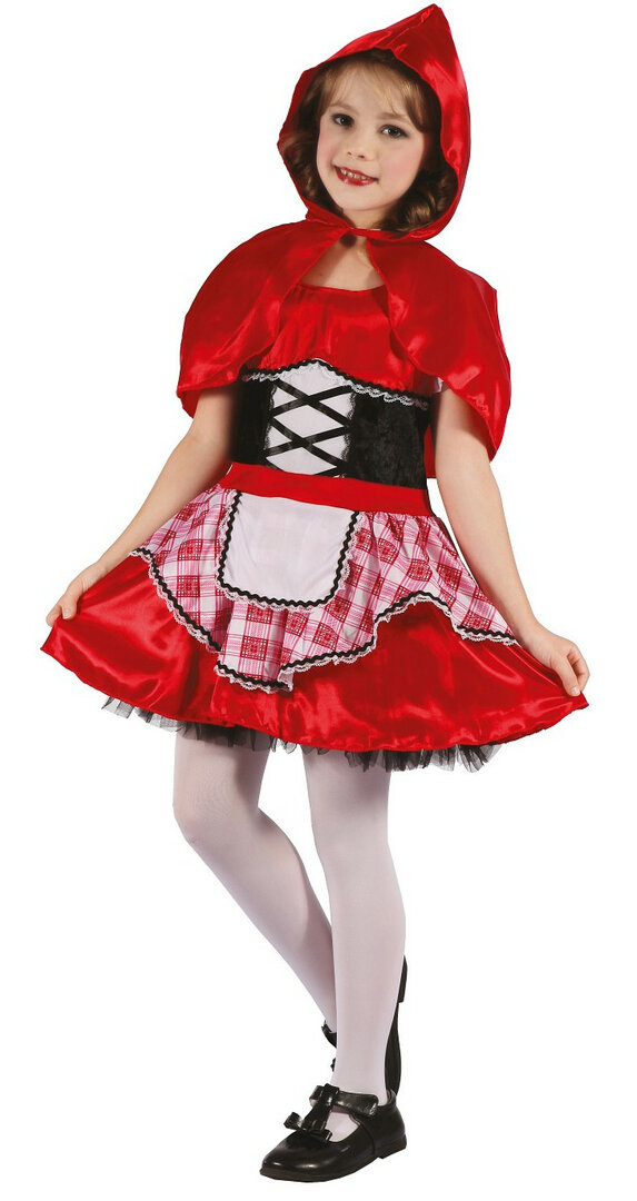 Dívčí kostým Červená karkulka s kapucí/pláštěm - Pro věk 8 - 9 let
