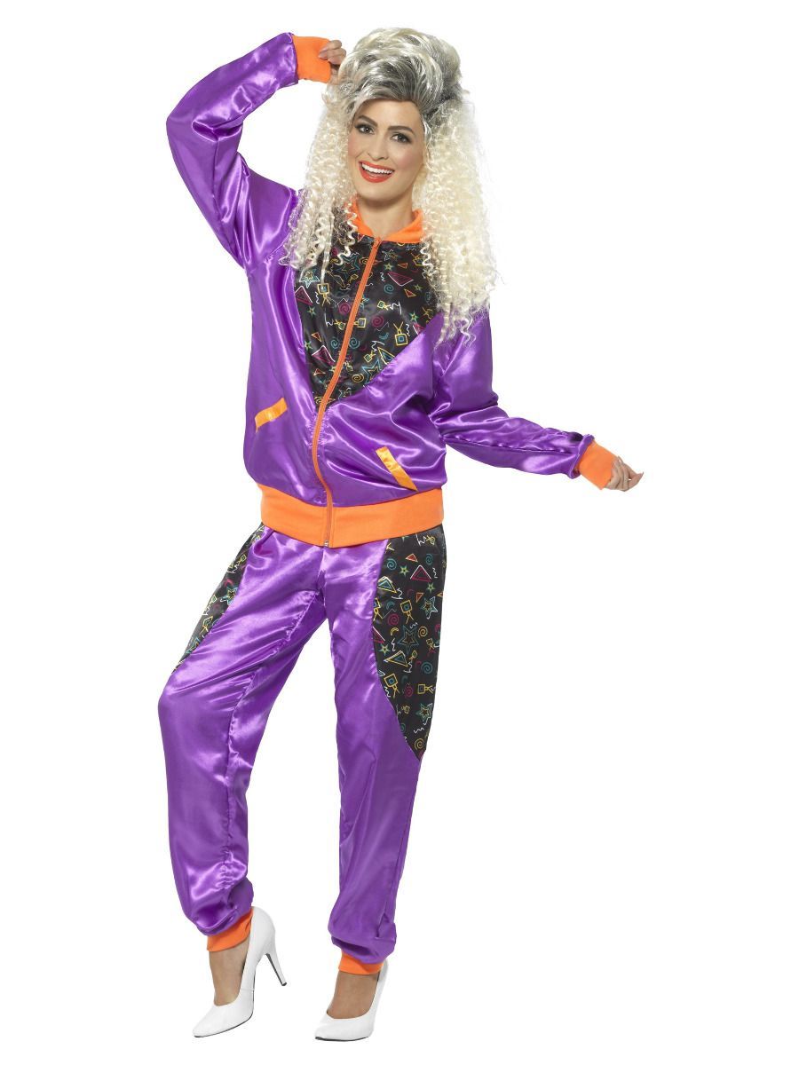 Dámský retro kostým z 80. let, fialový - S