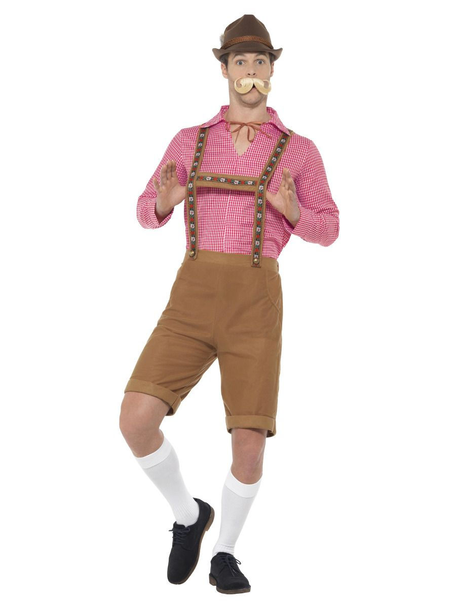 Pánský kostým Bavorský muž (červeno-hnědý), Oktoberfest - Velikost XL
