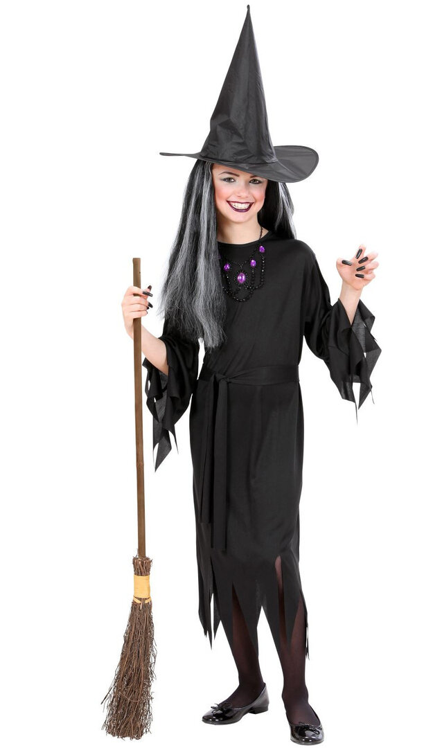 Dívčí kostým čarodějnice, černá - Pro věk 5-7 let