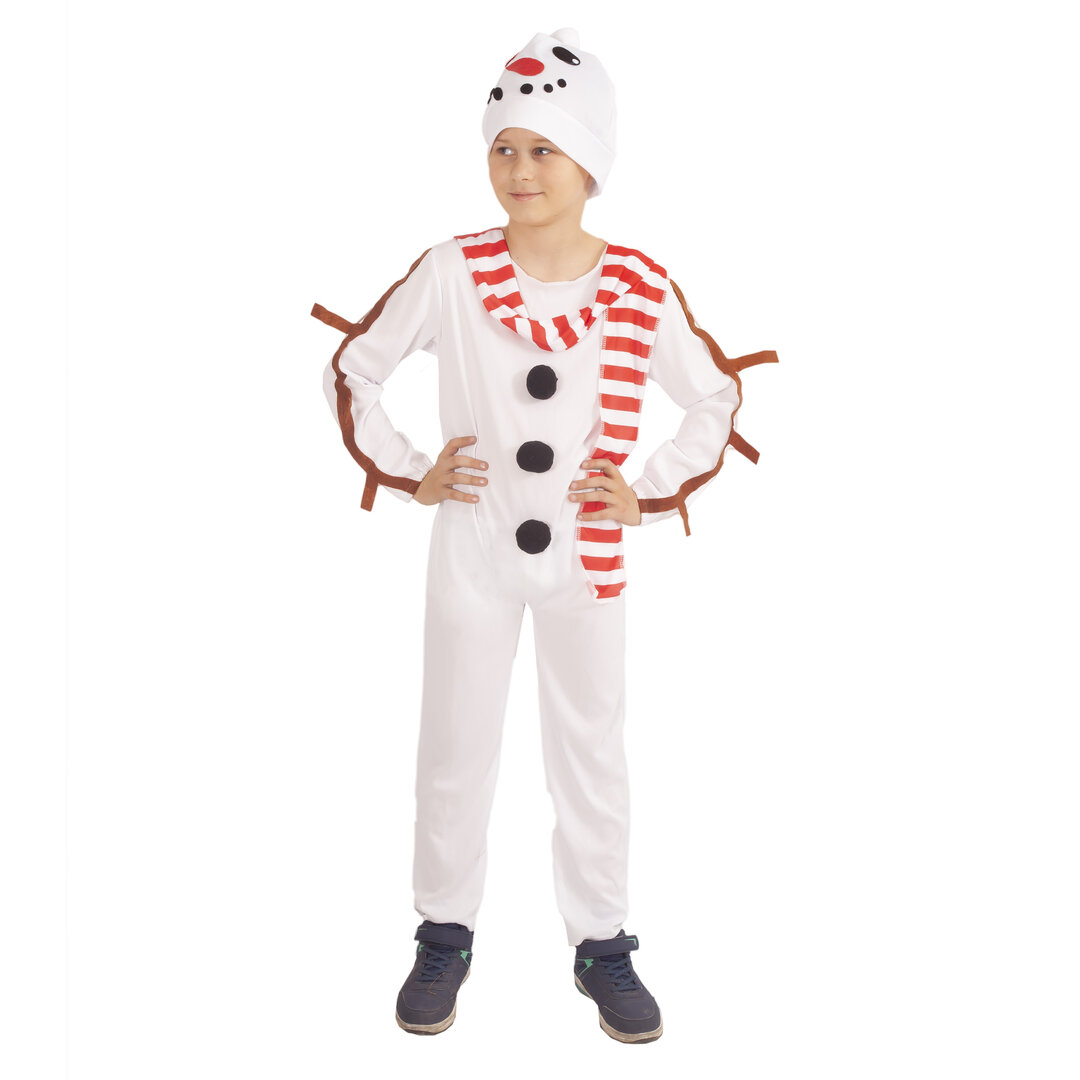 Dětský kostým sněhulák s čepicí a šálou - Pro věk 6-8 let