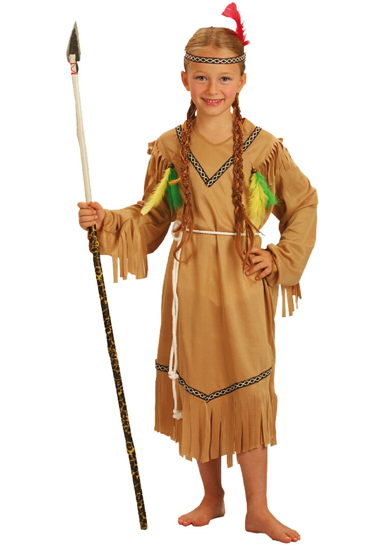 Dívčí kostým indiánka s čelenkou - Pro věk 6-8 let