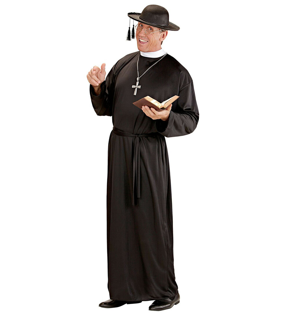 Pánský kostým kněz, černý - Velikost L