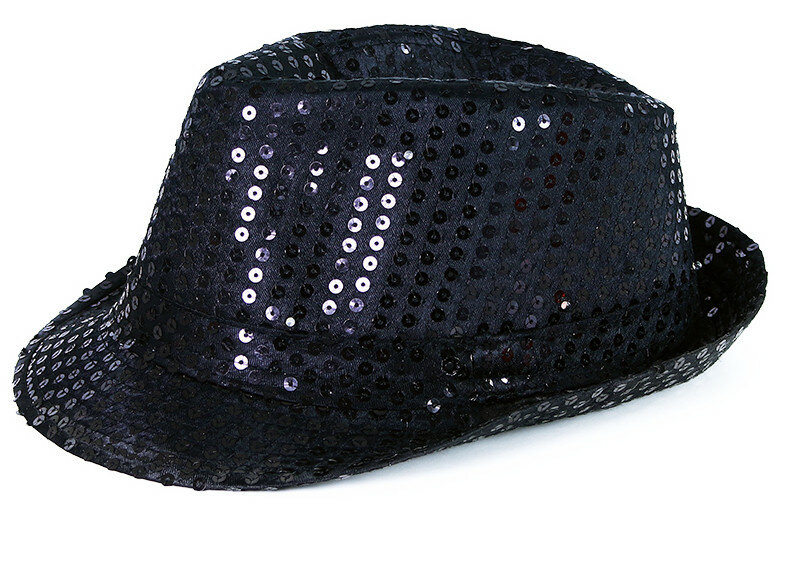 Klobouk disco černý s LED světlem pro dospělé