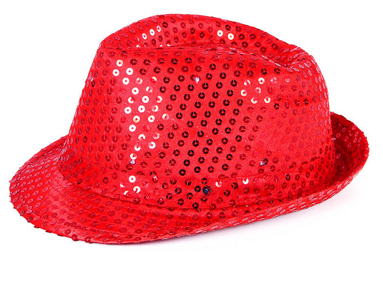 Klobouk disco červený s LED světlem pro dospělé