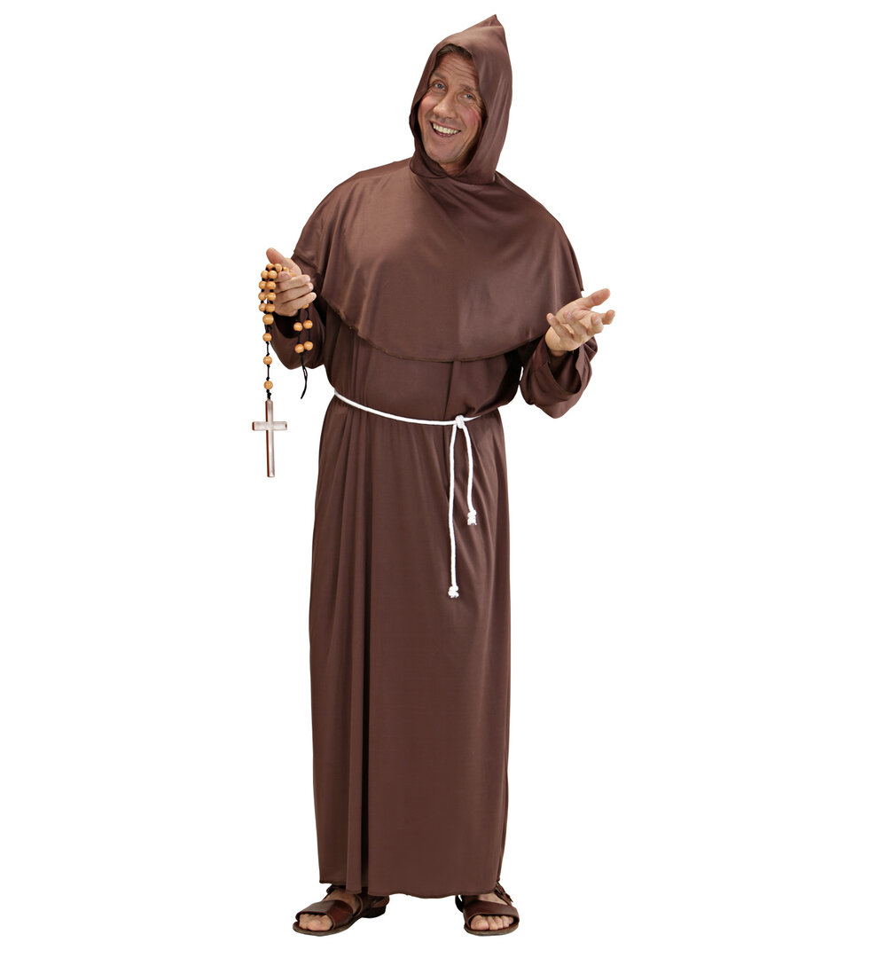 Pánský kostým mnich hnědý s páskem - Velikost XL