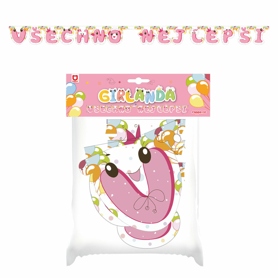 Papírová girlanda Všechno nejlepší - růžová