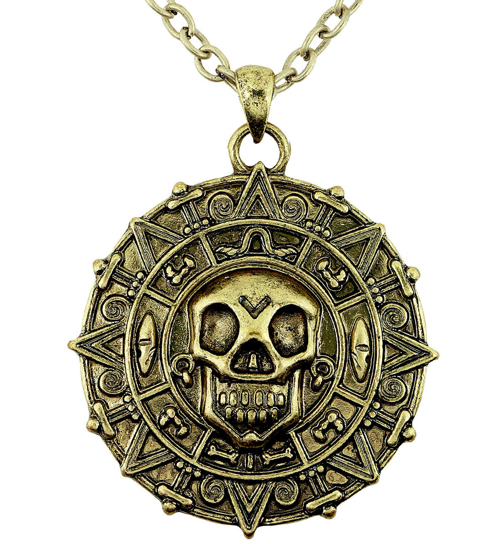 Pirátský náhrdelník s lebkou vedoucí k pokladu