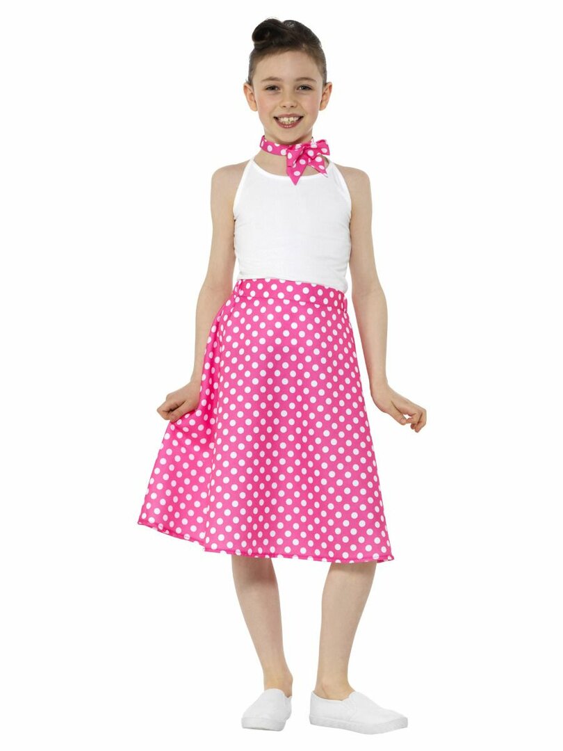 Dívčí puntíkovaná sukně z 50. let, růžová - M/L