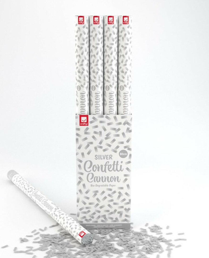 Vystřelovací konfety 80 cm, 1 ks (stříbrná)