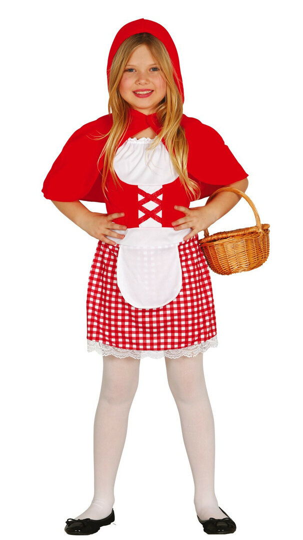 Dívčí kostým červená karkulka s kápí - Pro věk 3-4 let