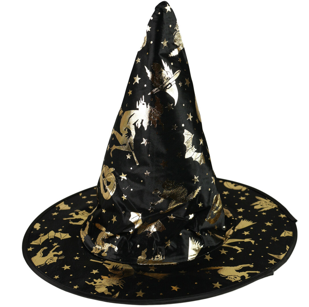 Dětský klobouk zlato-černý čarodějnice/Halloween