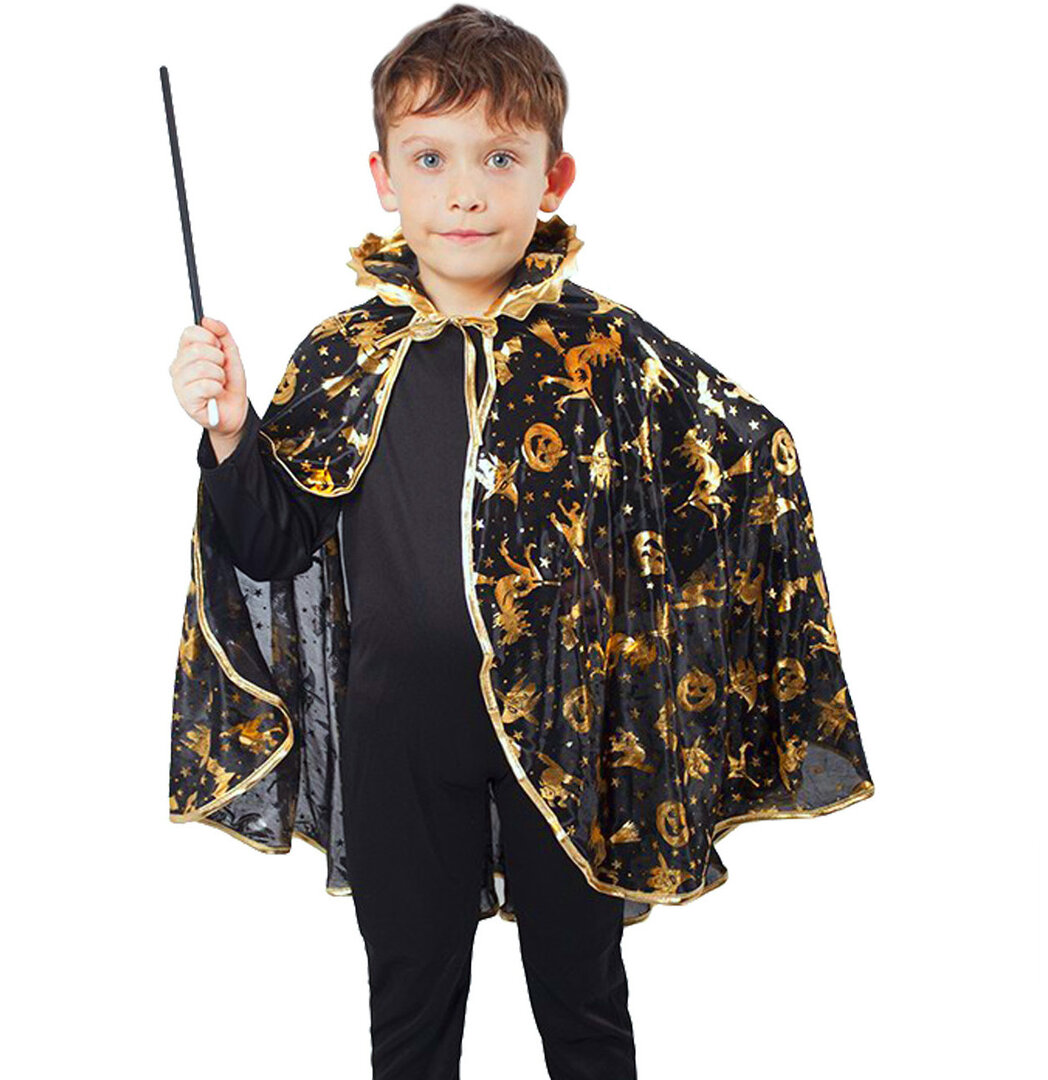 Dětský plášť Čaroděj černý čarodějnice/Halloween