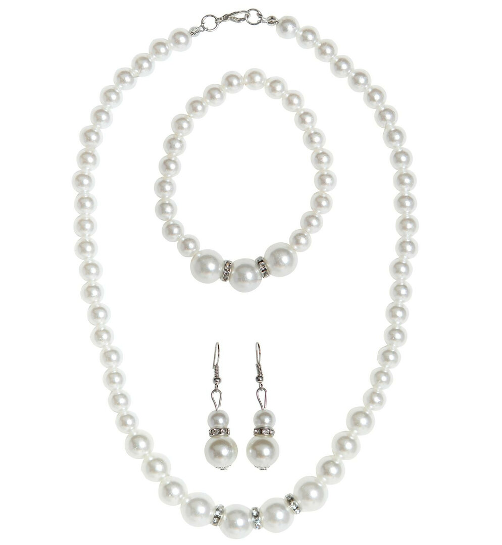 Perlový náhrdelník, náušnice a náramek