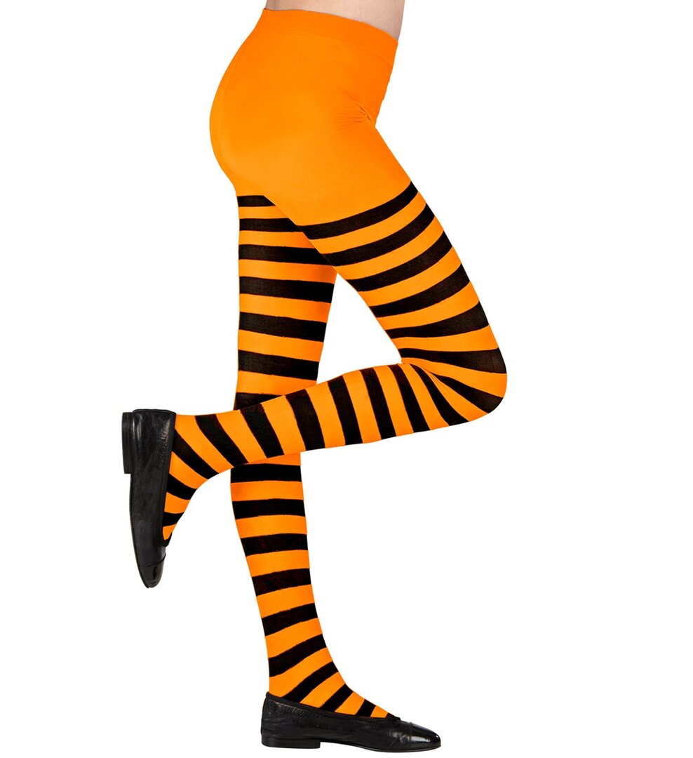 Dívčí pruhované punčocháče, oranžové - Pro věk 7-10 let