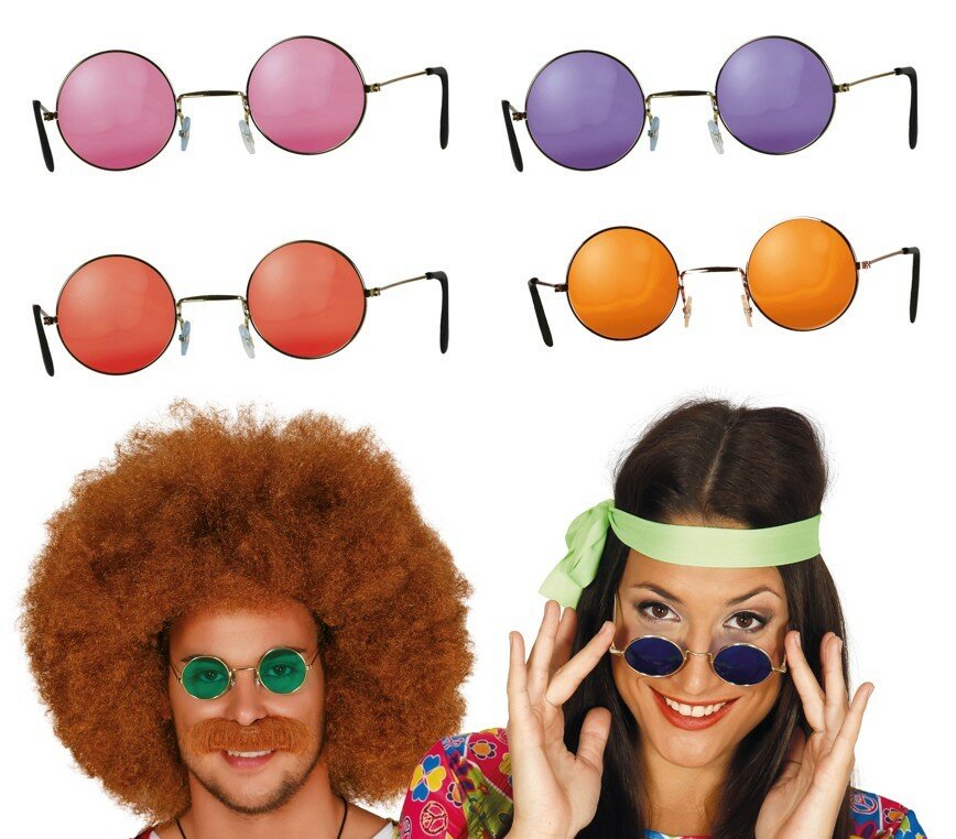 Brýle hippies kulaté - různé varianty - hnědá