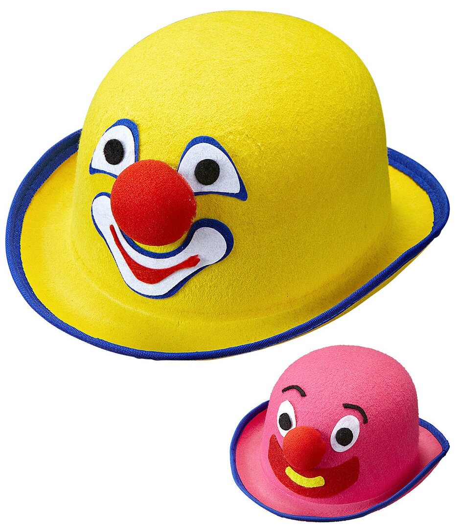 Klaunský klobouček s nosem - Žlutý