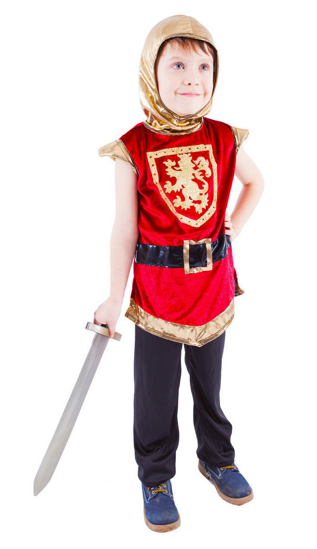 Dětský kostým rytíř s erbem červený - Pro věk 6-8 let