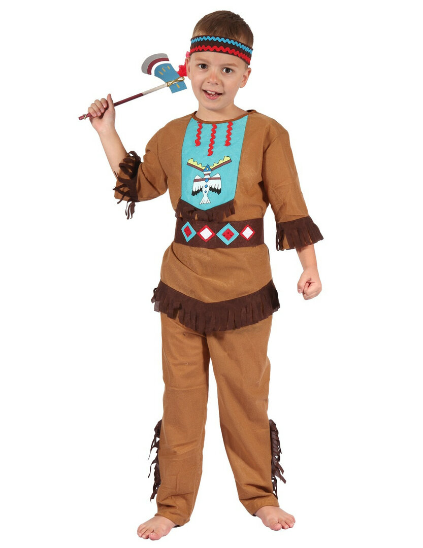 Chlapecký kostým indián s čelenkou - Pro věk 8-10 let