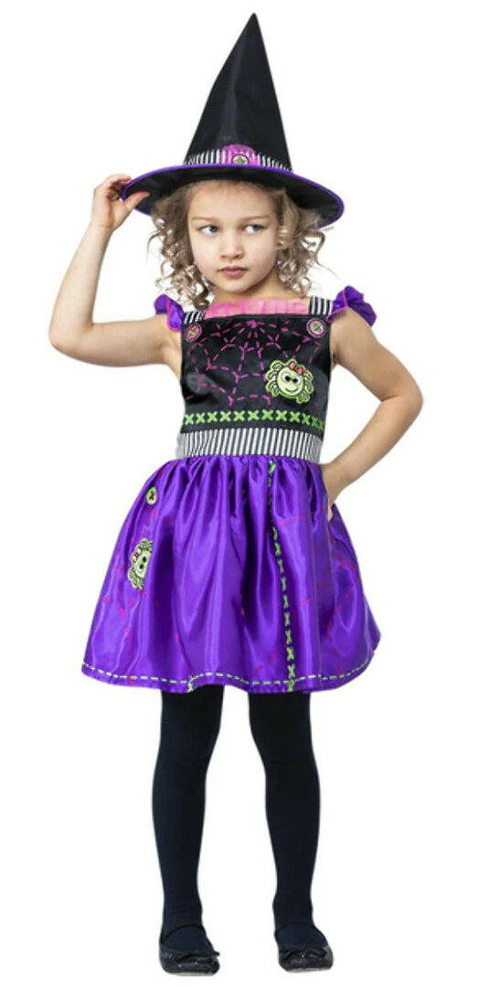 Dívčí kostým čarodějnice s pavouky - Pro věk 3-4 let