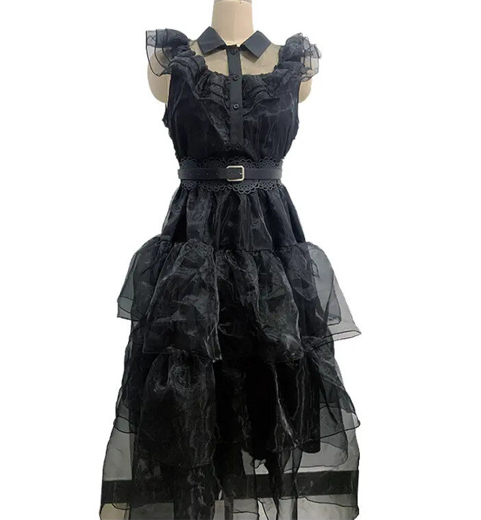 Černé krajkové šaty Wednesday Addams - XS
