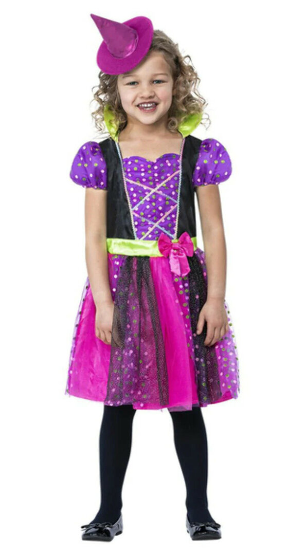 Dívčí kostým čarodějnice s kloboučkem - Pro věk 4-6 let