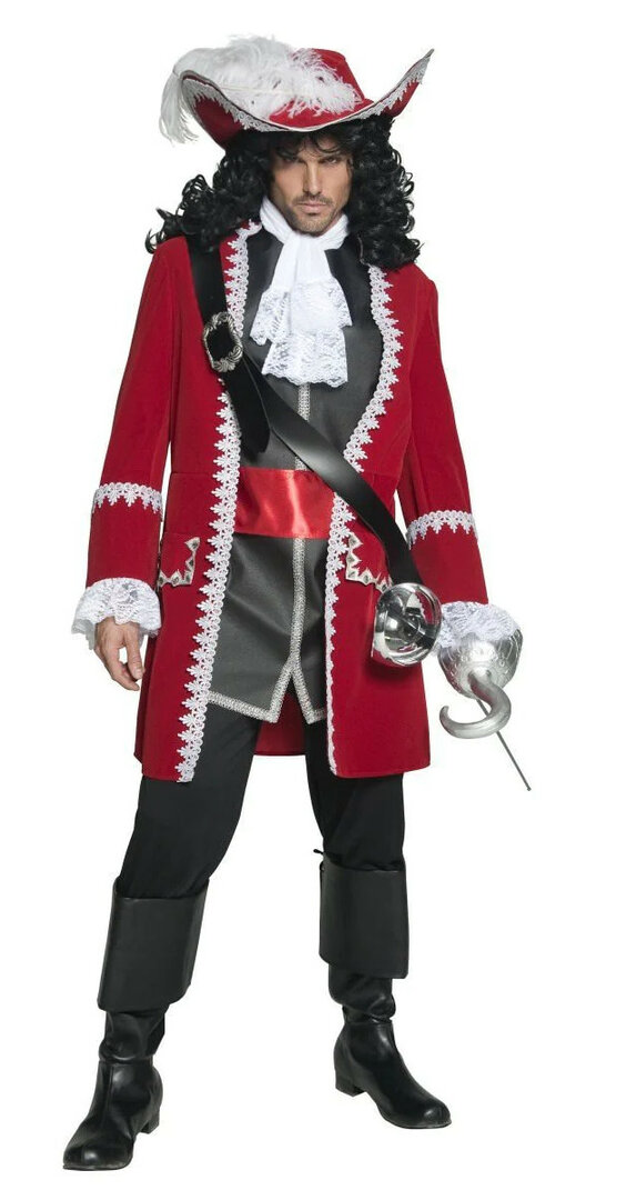 Pánský kostým pirátský kapitán, červený - XL