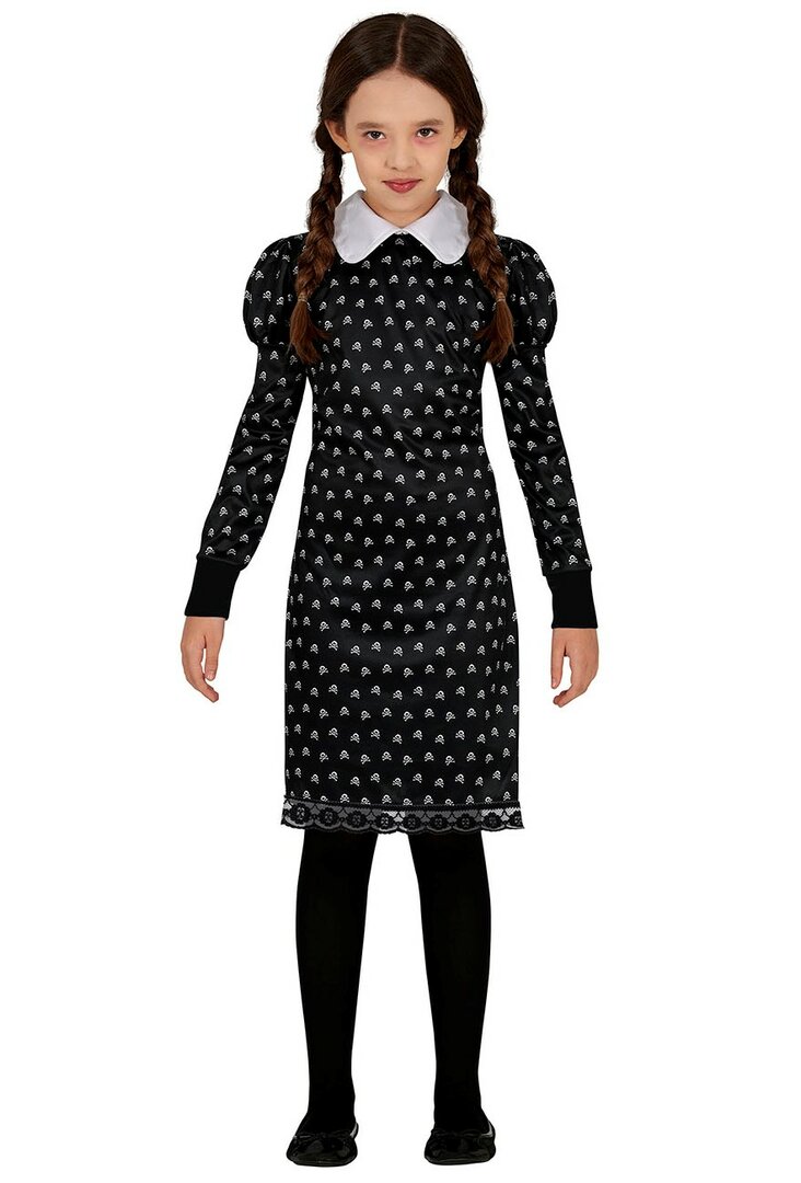 Dívčí šaty s límečkem Wednesday Addams - Pro věk 5-6 let