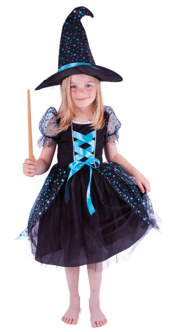 Dětský kostým modro-černý čarodějnice/Halloween - Pro věk 3-5 let