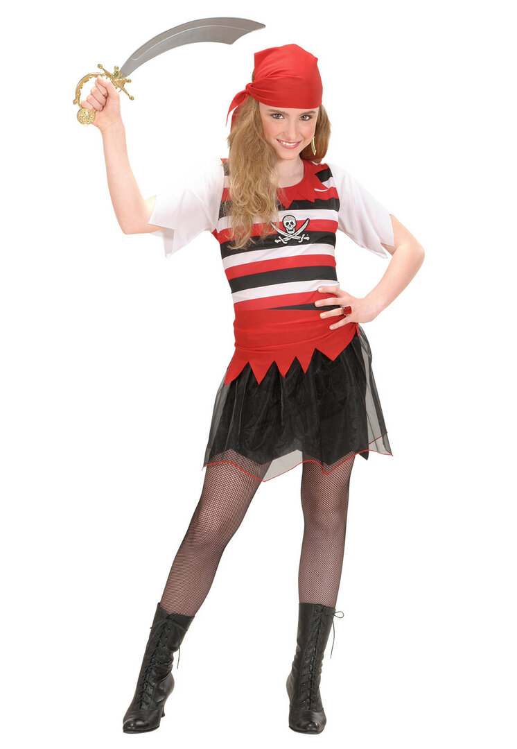 Dívčí kostým pirátka s šátkem - Pro věk 5-7 let